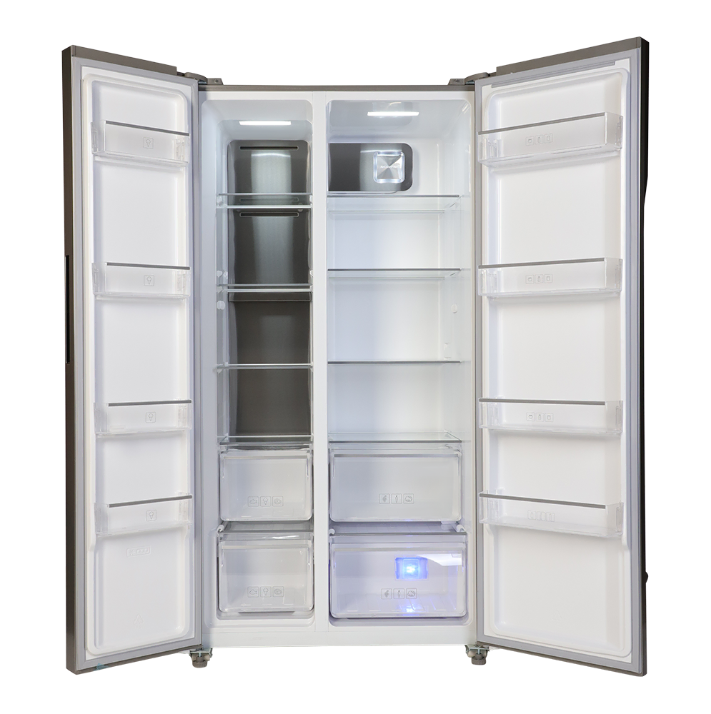Interior view of Dawlance DSS-9055 glass door inverter fridge