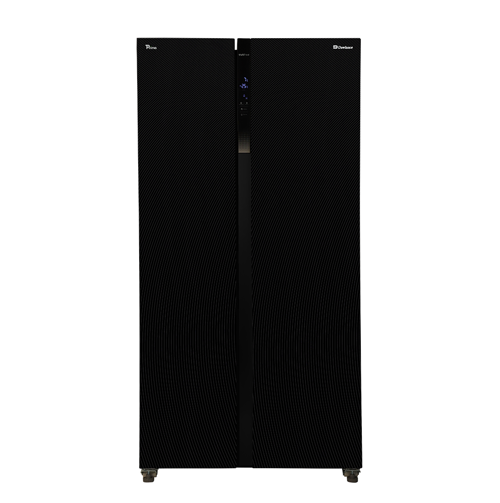 Dawlance DSS-9055 glass door no frost inverter refrigerator front view