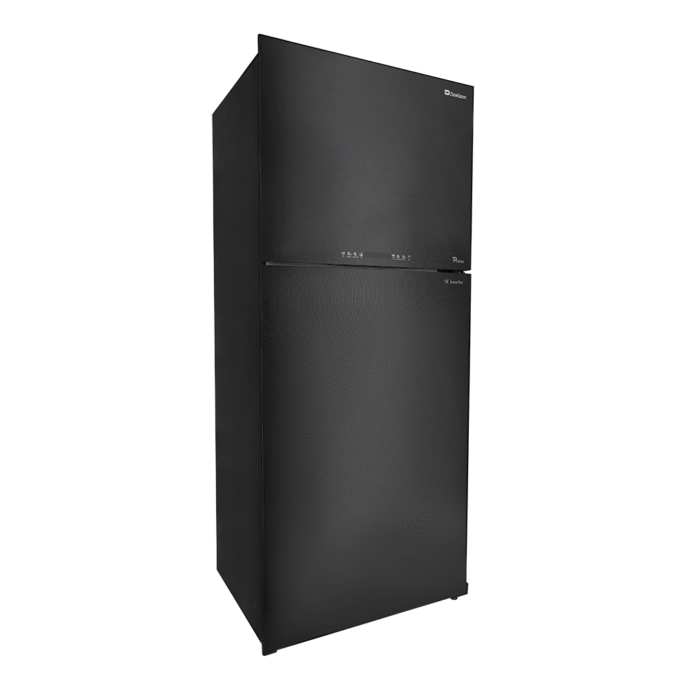 Side angle of Dawlance DTM-7650 Glass Door Inverter fridge